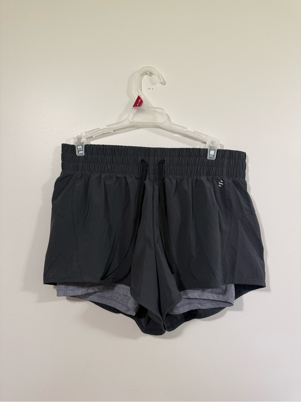 H&M Black Layered Athletic Shorts with Inner Liner
